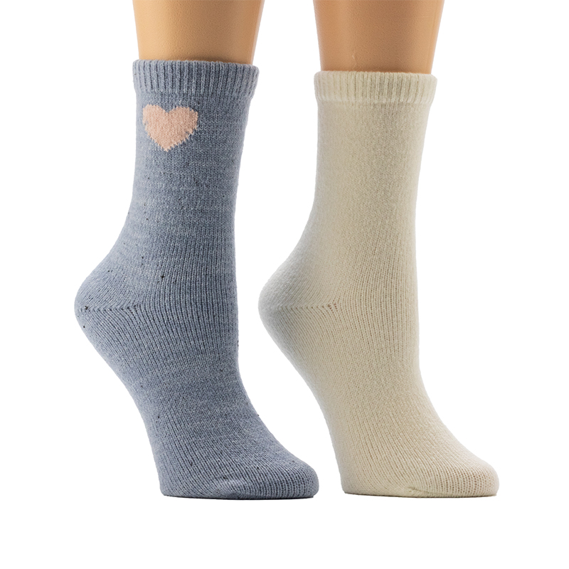 Gemütliche Damensocken mit gesprenkelter Herz-Stickerei