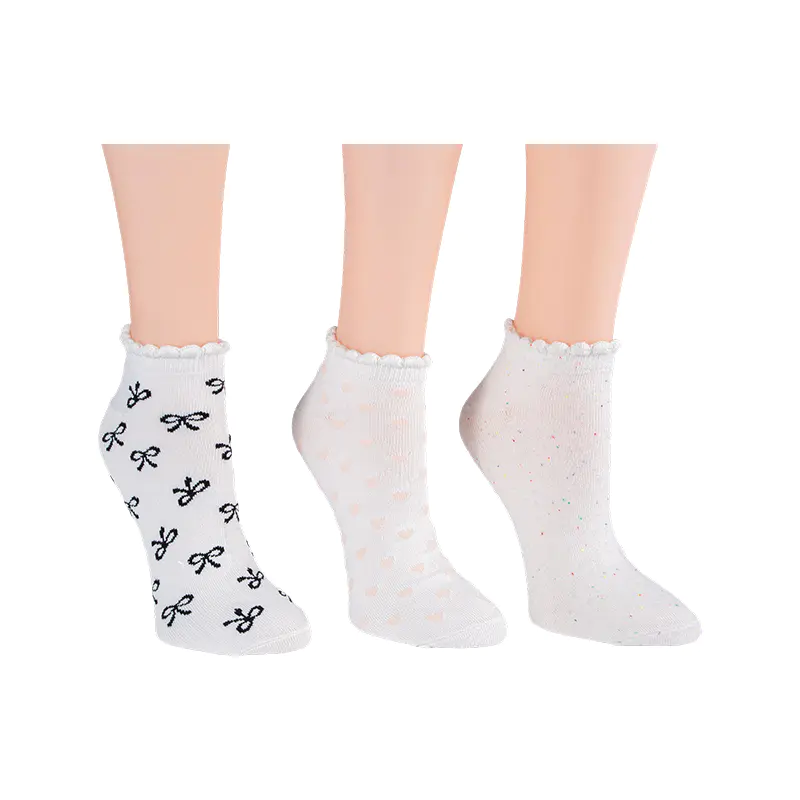A/O Bow/Rainbow Fleck/A/O Heart Scallo Lowcut 3ppk Socken