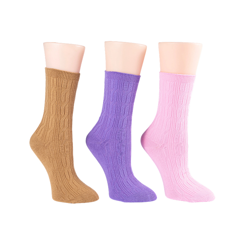 Damensocken mit Zopfmuster