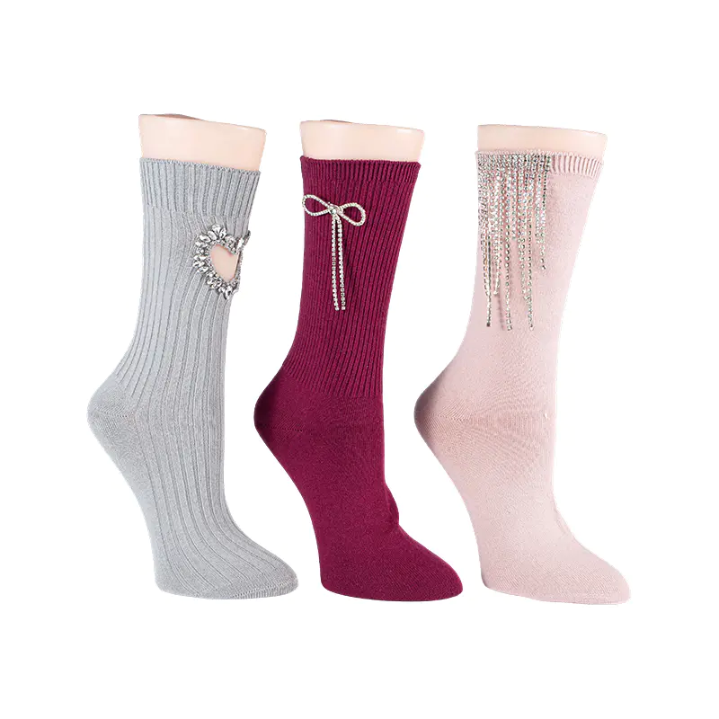 Abnehmbare Damen-Rundsocke mit Perlenschleife